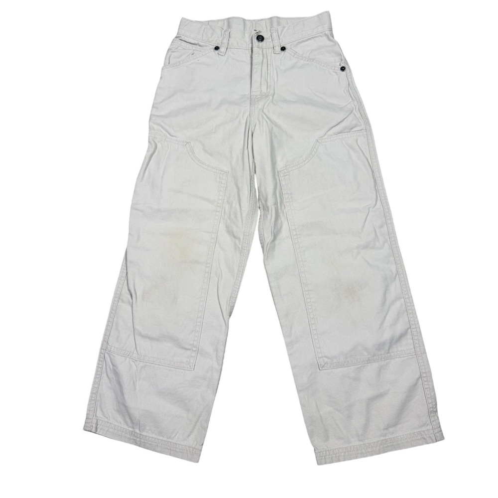 Gap Kids Industrial Worker Carpenter Pant White Canvas Wide Leg Utility Workwear